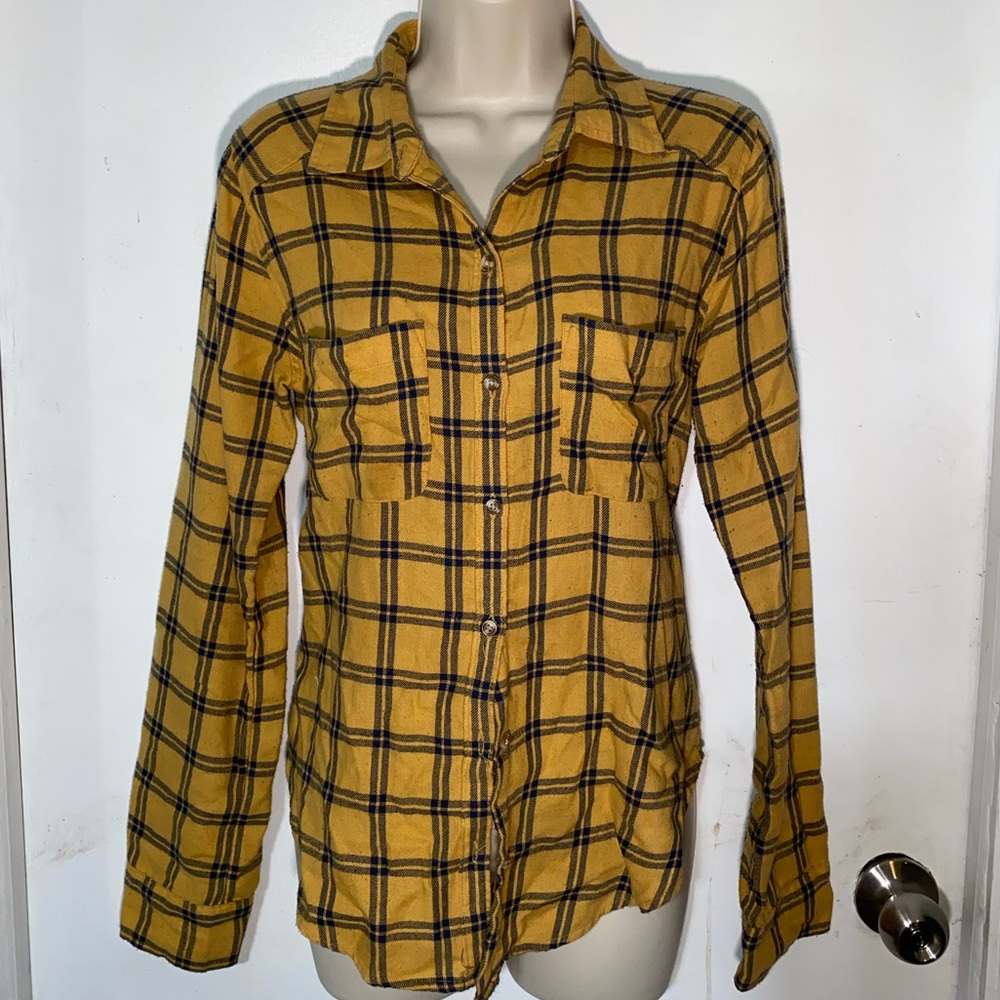 Hollister womens flannel yellow and black size SM
